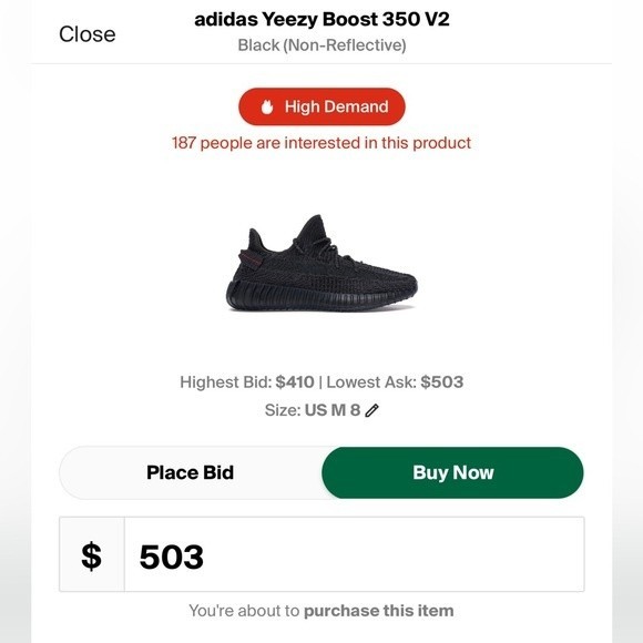 🚫SOLD🚫Adidas Yeezy Boost 350 V2 Black - Picture 6 of 6